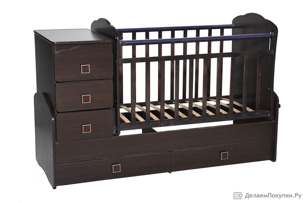 кроватка для новорожденного с маятником и комодом