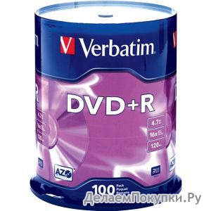 VERBATIM DVD+R 4,7 GB 16x CB/100