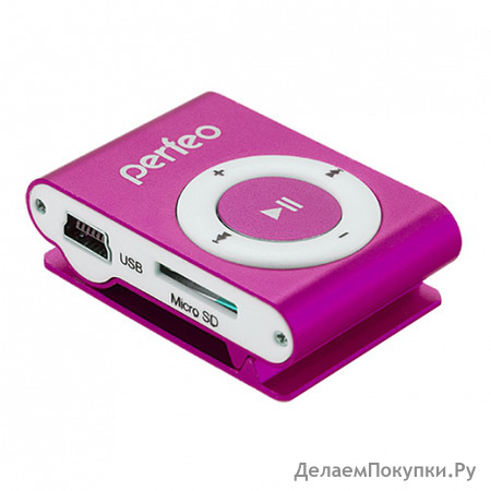 MP3  Perfeo Music Clip Titanium,  (VI-M001 Pink)