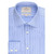 MEN'S BLUE & NAVY HERRINGBONE STRIPE SLIM FIT SHIRT - SINGLE CUFF - EASY IRON