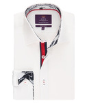 CURTIS WHITE SLIM FIT SHIRT WITH CONTRAST DETAIL - SINGLE CUFF