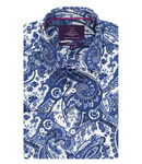 MEN'S CURTIS BLUE & WHITE PAISLEY SLIM FIT SHIRT - SINGLE CUFF