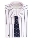 MEN'S WHITE & PINK MULTI STRIPE SLIM FIT SHIRT - DOUBLE CUFF