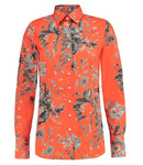 WOMEN'S ORANGE FLORAL FITTED SHIRT - SINGLE CUFF