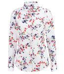 WOMEN'S WHITE & RED FLORAL FITTED SHIRT - SINGLE CUFF