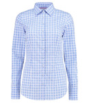 WOMEN'S BLUE & WHITE MEDIUM CHECK FITTED SHIRT - SINGLE CUFF