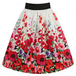 'Praia' White Poppy Print Swing Skirt