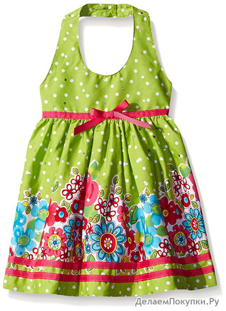 Blueberi Boulevard Baby Girls' Floral Border Halter Sundress