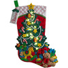 Bucilla 18-Inch Christmas Stocking Felt Applique Kit, 86710 Christmas Tree Surprise