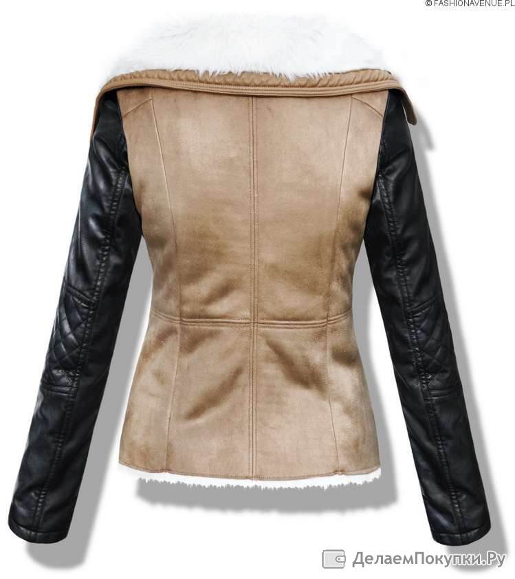 Куртка с кожаными рукавами женская