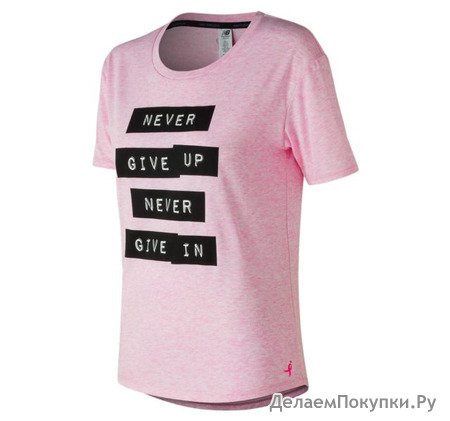 New Balance Womens' Pink Ribbon Heather Tech Graphic Tee