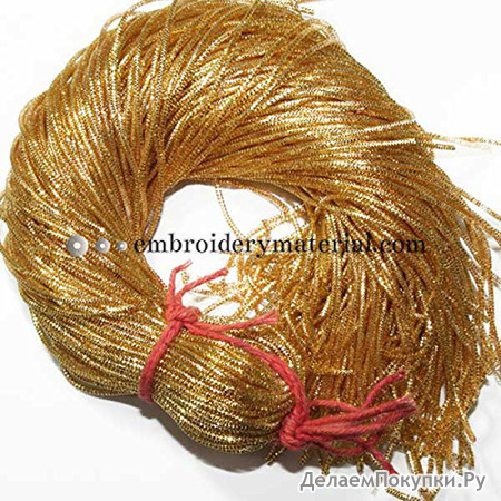 EmbroideryMaterial French Bullion Wire(Nakshi), Dark Gold Color, 1MM, 50.29 Mtr(100 Gram)