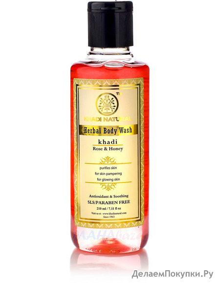           SLS  , 210 ,  ; Rose & Honey Herbal Body Wash SLS / Paraben Free, 210 ml, Khadi