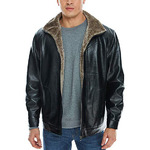 APRAW Men's Lether Jacket Coat Faux PU Fur Warm Outwear Winter Sale Big Tall